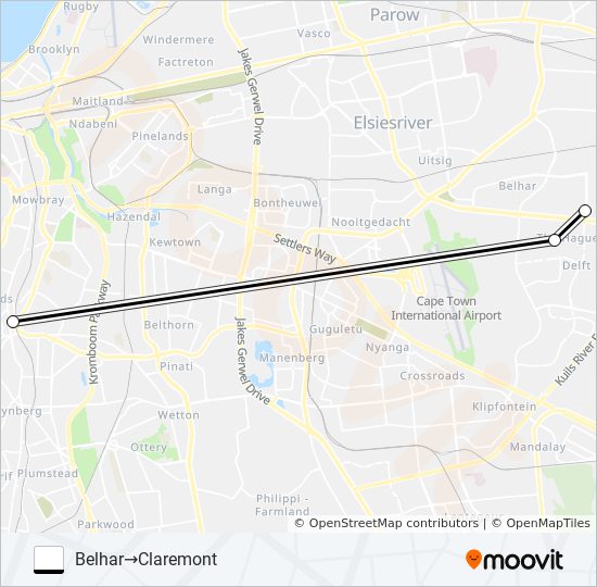 BELHAR - CLAREMONT bus Line Map