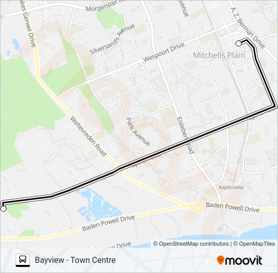 BAYVIEW - TOWN CENTRE Bus Line Map