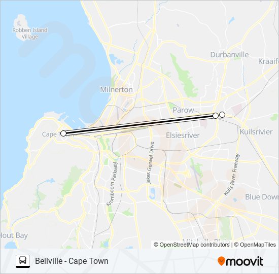 BELLVILLE - CAPE TOWN bus Line Map
