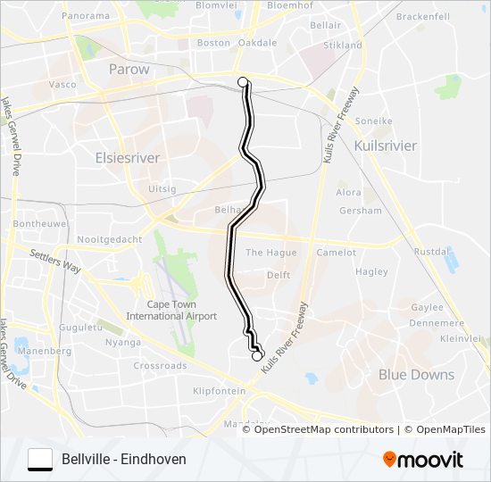 BELLVILLE - EINDHOVEN bus Line Map