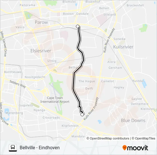 BELLVILLE - EINDHOVEN Bus Line Map