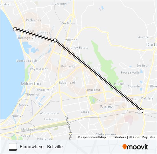 BLAAUWBERG - BELLVILLE bus Line Map