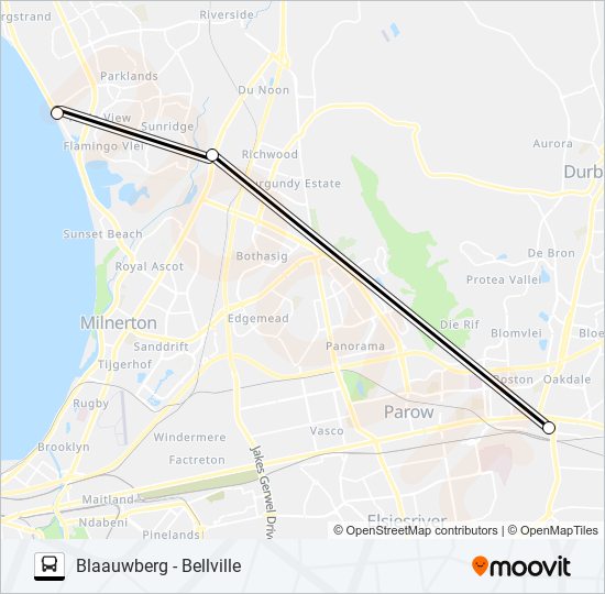 BLAAUWBERG - BELLVILLE bus Line Map