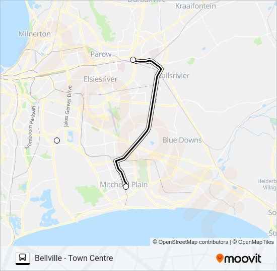 BELLVILLE - TOWN CENTRE Bus Line Map