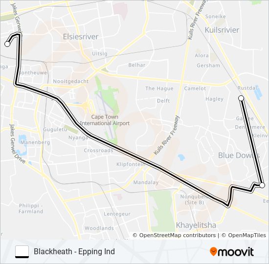 BLACKHEATH - EPPING IND bus Line Map