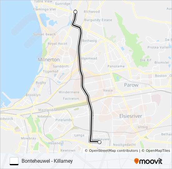 BONTEHEUWEL - KILLARNEY bus Line Map