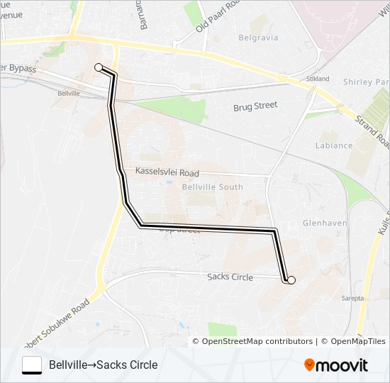 BELLVILLE - SACKS CIRCLE bus Line Map