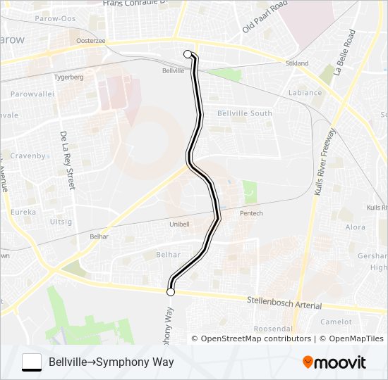 BELLVILLE - SYMPHONY WAY bus Line Map