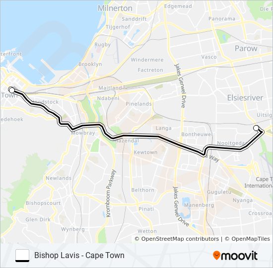 BISHOP LAVIS - CAPE TOWN bus Line Map