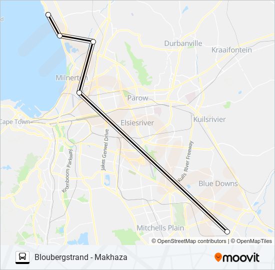 BLOUBERGSTRAND - MAKHAZA bus Line Map