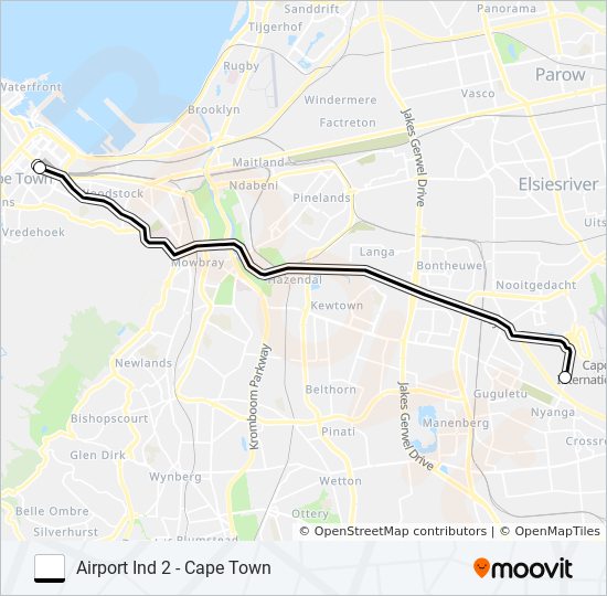 AIRPORT IND 2 - CAPE TOWN bus Line Map