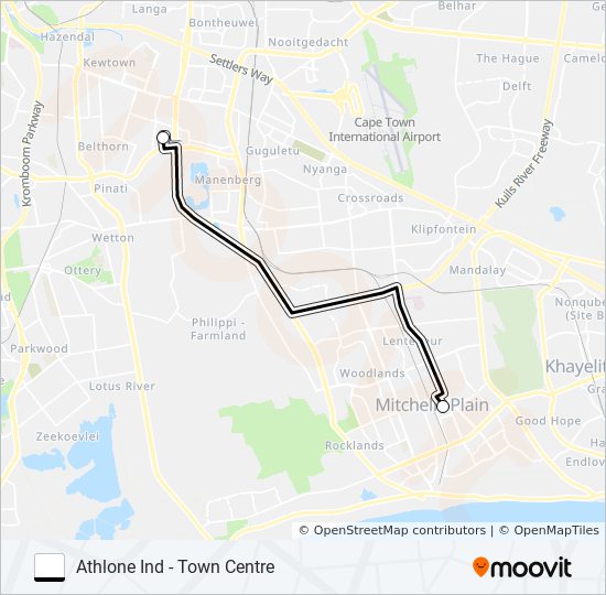 ATHLONE IND - TOWN CENTRE bus Line Map
