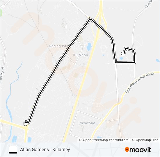 ATLAS GARDENS - KILLARNEY bus Line Map