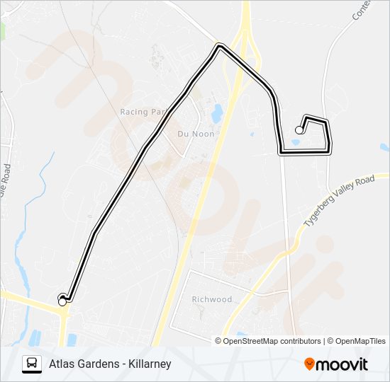 ATLAS GARDENS - KILLARNEY Bus Line Map