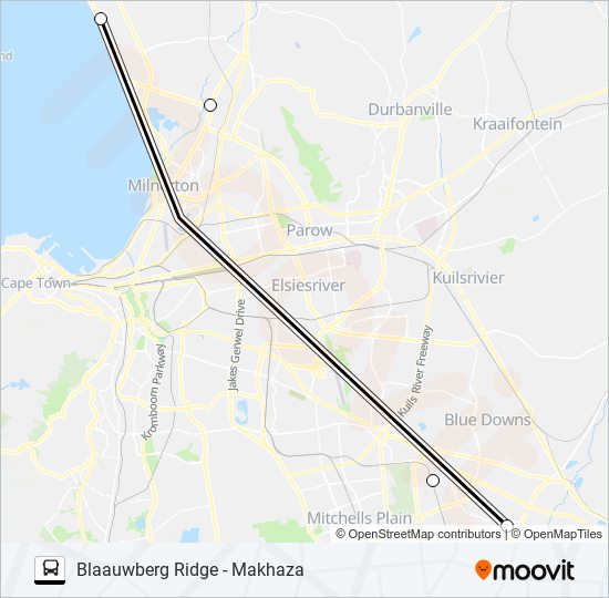 BLAAUWBERG RIDGE - MAKHAZA bus Line Map