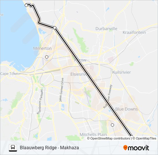 BLAAUWBERG RIDGE - MAKHAZA bus Line Map