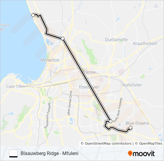 BLAAUWBERG RIDGE - MFULENI bus Line Map