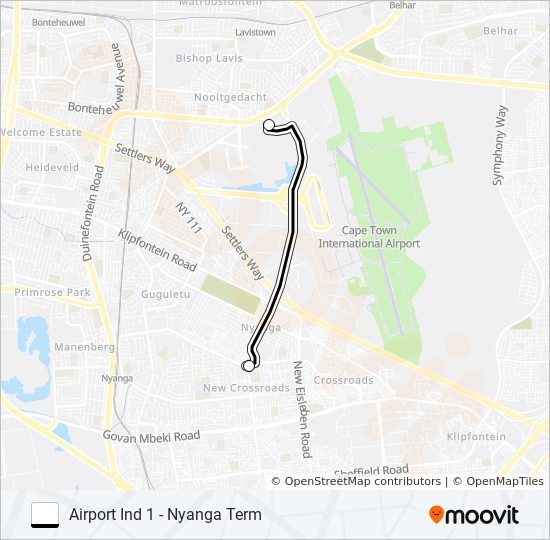 AIRPORT IND 1 - NYANGA TERM bus Line Map