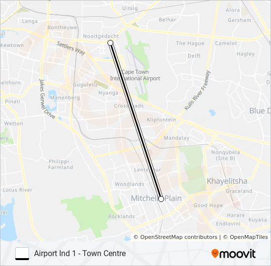 AIRPORT IND 1 - TOWN CENTRE bus Line Map