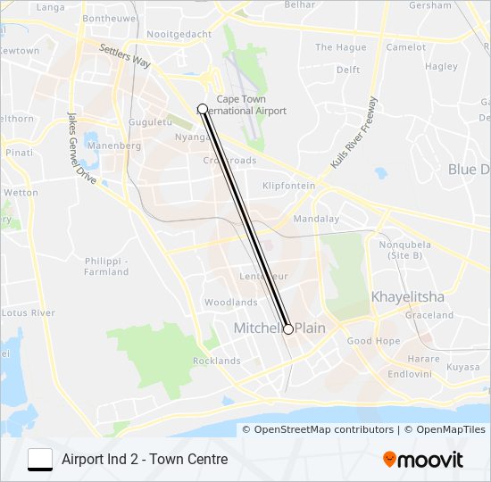 AIRPORT IND 2 - TOWN CENTRE bus Line Map