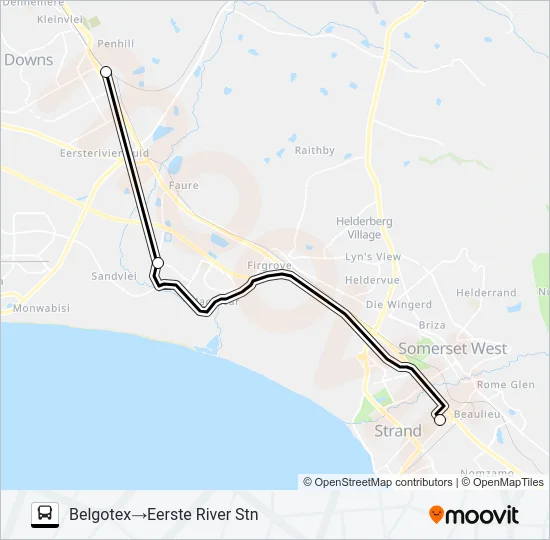 BELGOTEX - EERSTE RIVER STN Bus Line Map