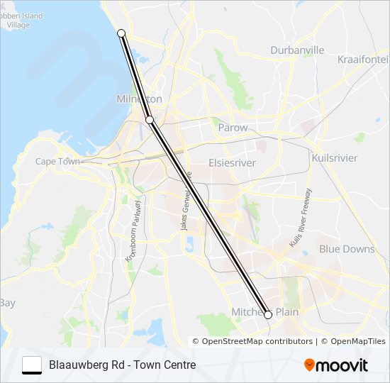 BLAAUWBERG RD - TOWN CENTRE bus Line Map