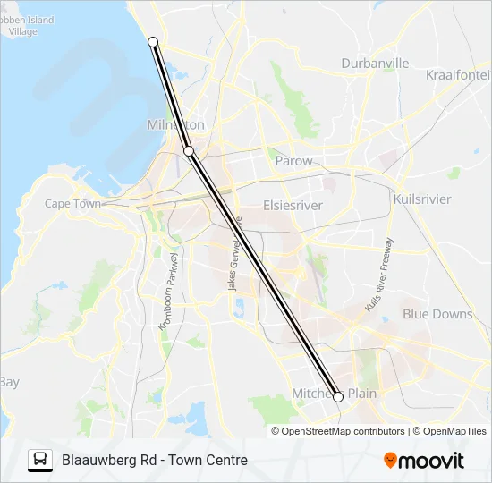 BLAAUWBERG RD - TOWN CENTRE Bus Line Map