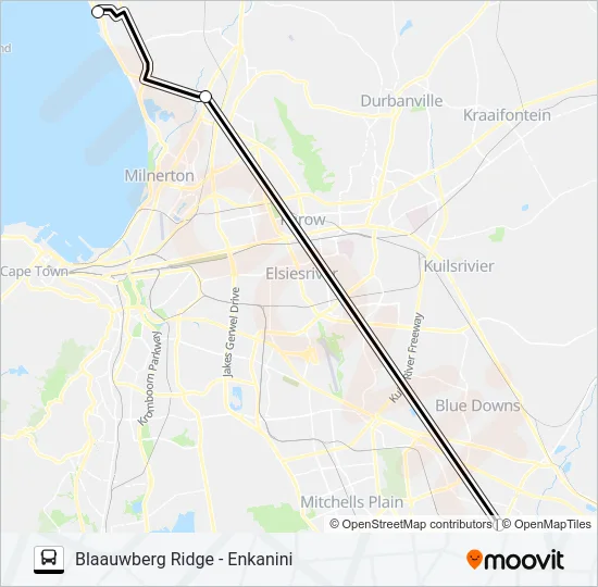 BLAAUWBERG RIDGE - ENKANINI Bus Line Map