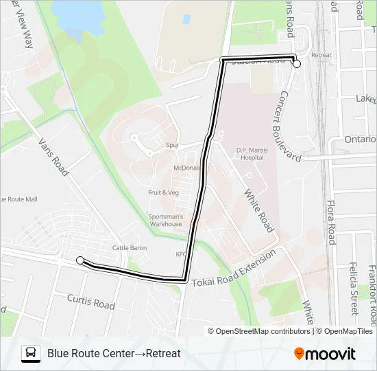BLUE ROUTE CENTRE - RETREAT Bus Line Map
