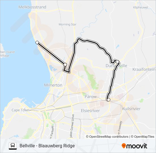 BELLVILLE - BLAAUWBERG RIDGE Bus Line Map
