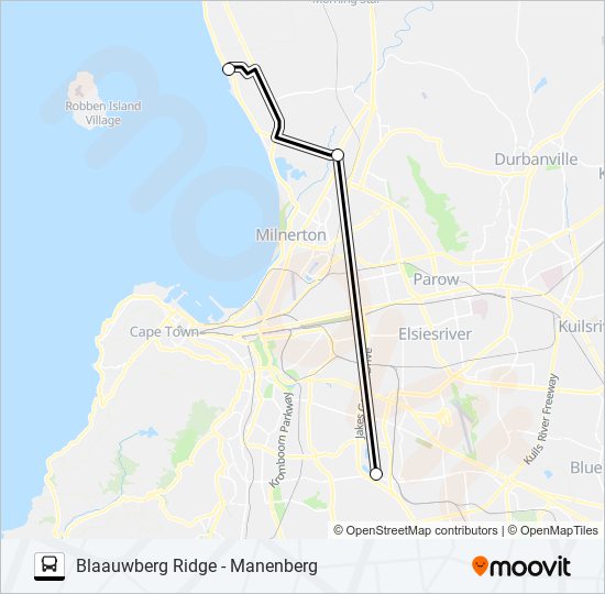 BLAAUWBERG RIDGE - MANENBERG bus Line Map