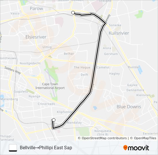 BELLVILLE - PHILIPPI EAST SAP bus Line Map