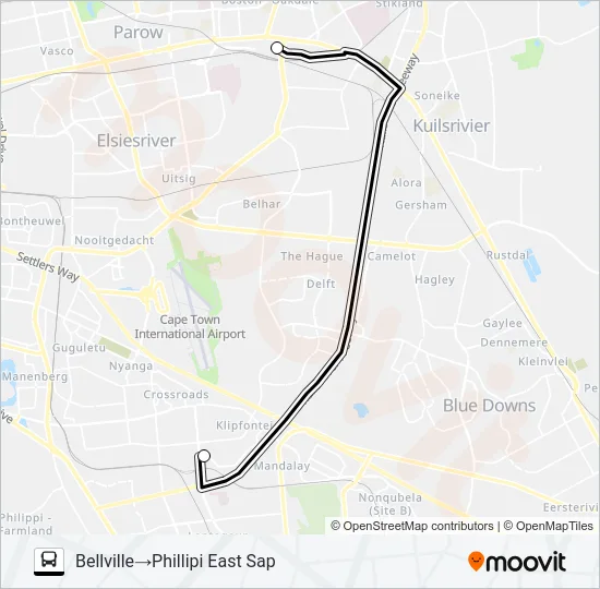 BELLVILLE - PHILIPPI EAST SAP Bus Line Map