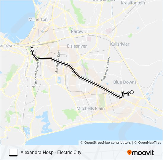 ALEXANDRA HOSP - ELECTRIC CITY bus Line Map