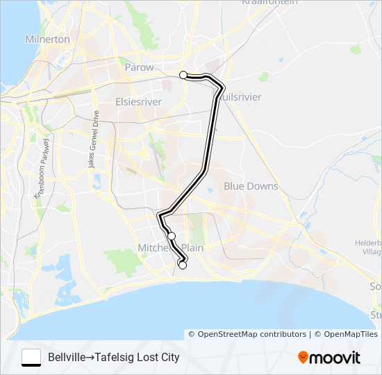 BELLVILLE - TAFELSIG LOST CITY bus Line Map