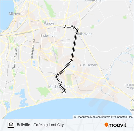 BELLVILLE - TAFELSIG LOST CITY bus Line Map