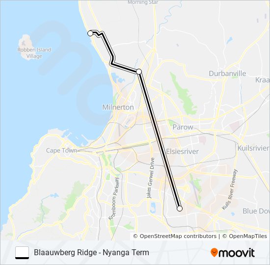 BLAAUWBERG RIDGE - NYANGA TERM bus Line Map