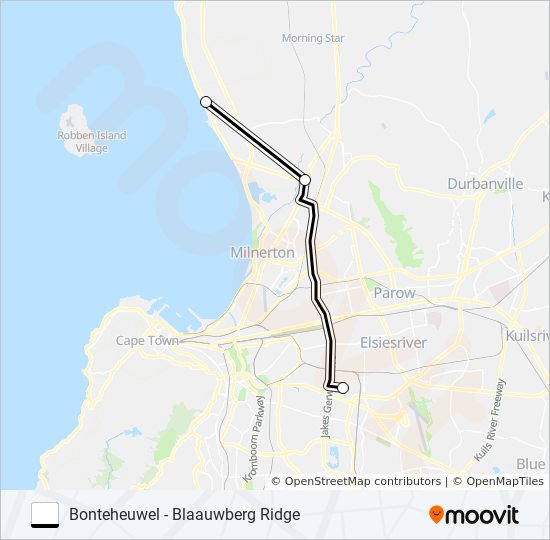 BONTEHEUWEL - BLAAUWBERG RIDGE bus Line Map