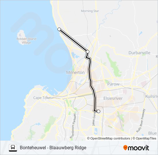 BONTEHEUWEL - BLAAUWBERG RIDGE bus Line Map