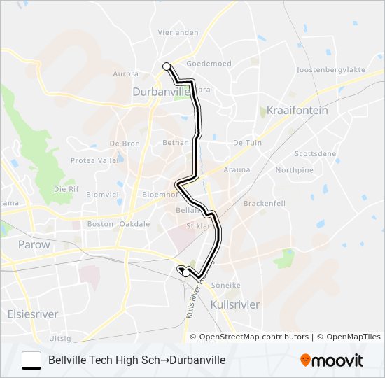 BELLVILLE TECH HIGH - DURBANVILLE bus Line Map