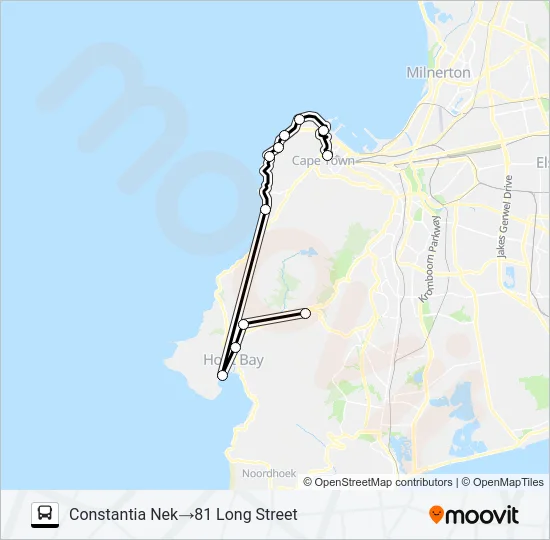 BLUE MINI PENINSULA TOUR Bus Line Map