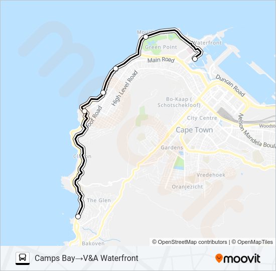 BLUE MINI PENINSULA TOUR Bus Line Map