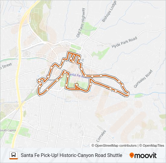 SANTA FE PICK-UP! HISTORIC-CANYON ROAD SHUTTLE Bus Line Map