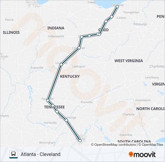 GREYHOUND US0105 Bus Line Map