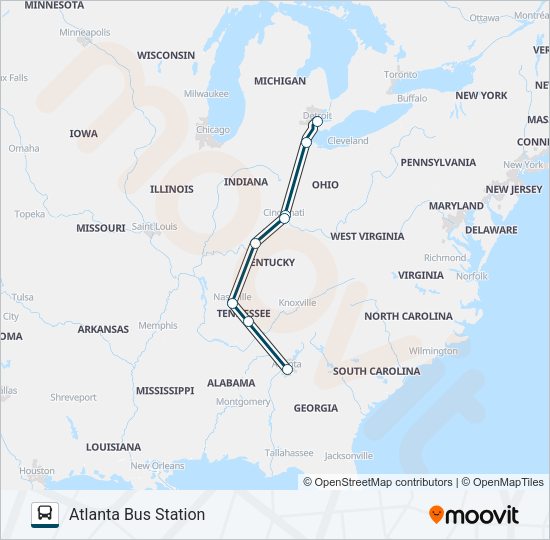 GREYHOUND US0135 Bus Line Map