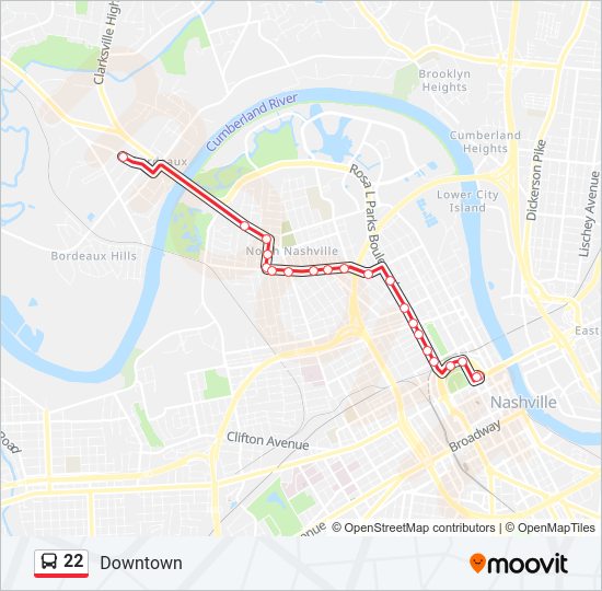 22 bus Line Map