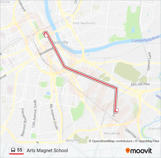 55 Bus Line Map