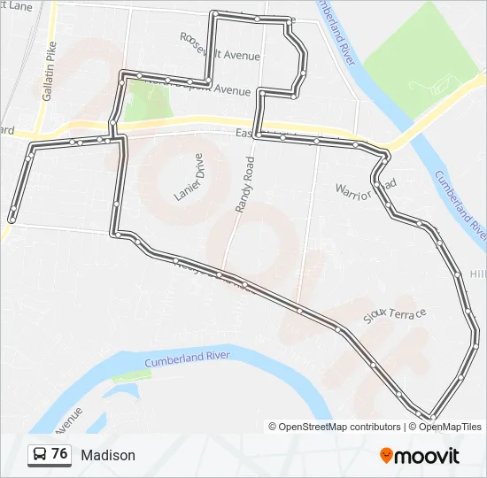 76 Bus Line Map