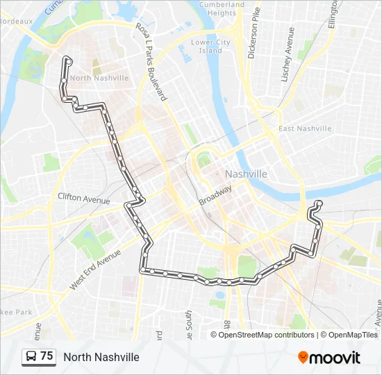 75 Bus Line Map