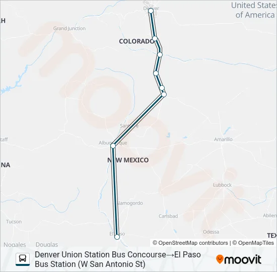 Mapa de GREYHOUND US1140 de autobús